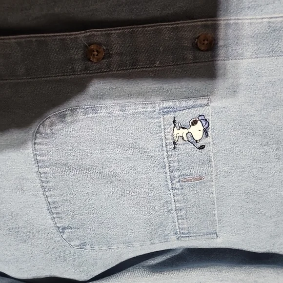 Upcycled Snoopy & Friends Santana Denim Shirt | Vintage 90s Vibes | Size 16 - Picture 5 of 6
